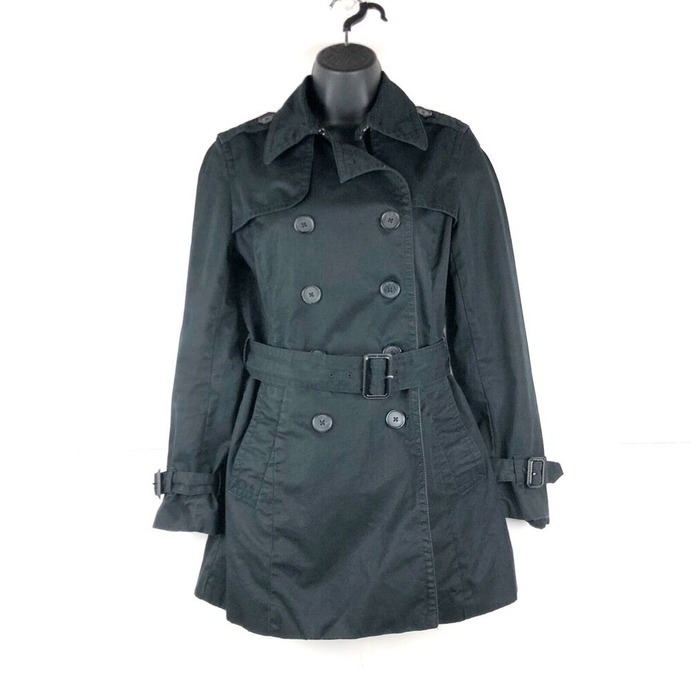 BANANA REPUBLIC Black Belted Trench Coat Size Small